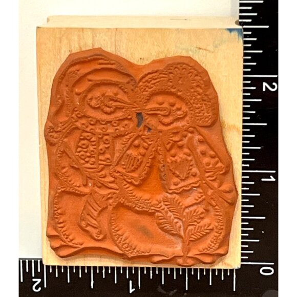 Hero Arts Snow Couple E1265 Wood Mounted Rubber Stamp snowman candy cane heart - Picture 2 of 6